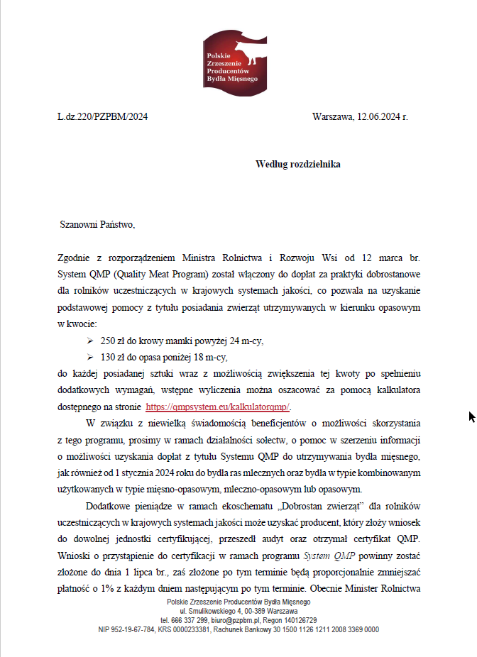 Pismo nr L.dz.220/PZPBM/2024 z 12 czerwca 2024