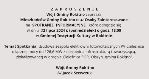 Spotkania dotyczące Budowy zespołu elektrowni fotowoltaicznych PV Cieleśnica o łącznej mocy do 126,6 MW 