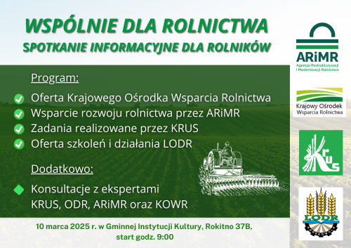 Wspólnie dla rolnictwa - spotkanie informacyjne dla rolników. 
