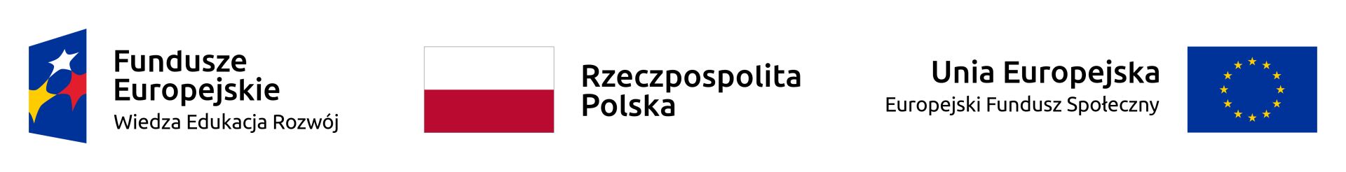 Grafika z logami od lewej: Fundusze Europejskie Wiedza Edukacja Rozwój, flaga Polski z tekstem Rzeczpospolita Polska, Flaga Unia Europejska Europejski Fundusz Społeczny.