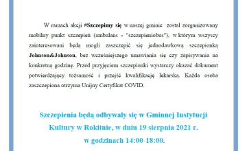 "Zadbaj o zdrowie"- szczepienia przeciwko COVID-19