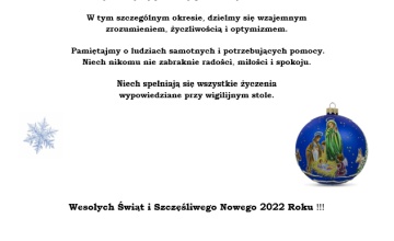 Wesołych Świąt i Szczęśliwego Nowego 2022 Roku !!!